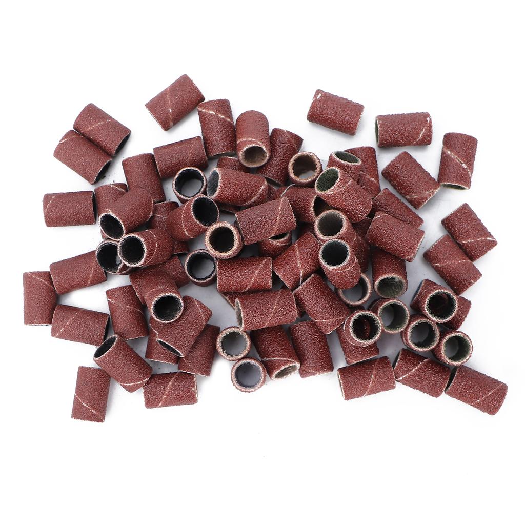 75pcs Nail Sanding Bands Kit Nail Drill Bits 80# 120# 180# Grit Brown with Storage Box