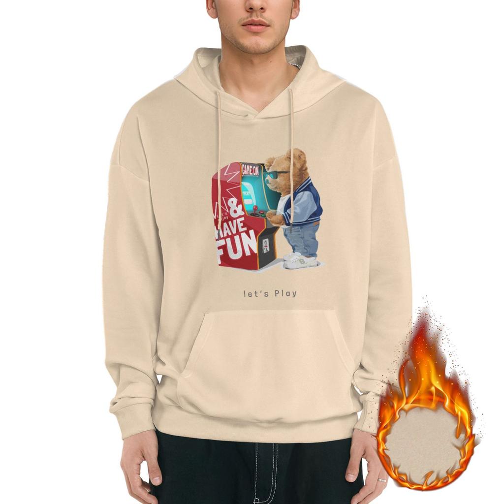 1 Pack Men’s Winter Hoodie Soft Warm Fleece Pullover Hooded Sweatshirt Comfortable Casual Street Style Daily Wear M-3XL