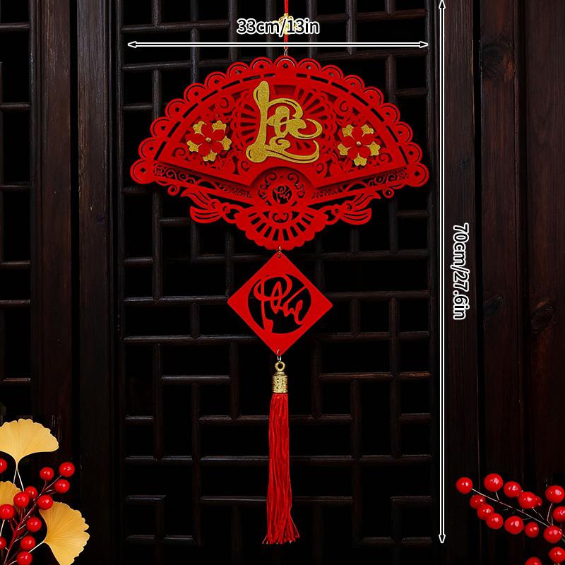 2026 New Year Of The Horse Couplets Spring Festival Door Decorations Couplets New Year Red Felt Chinese Knot Hanging Wall Decor