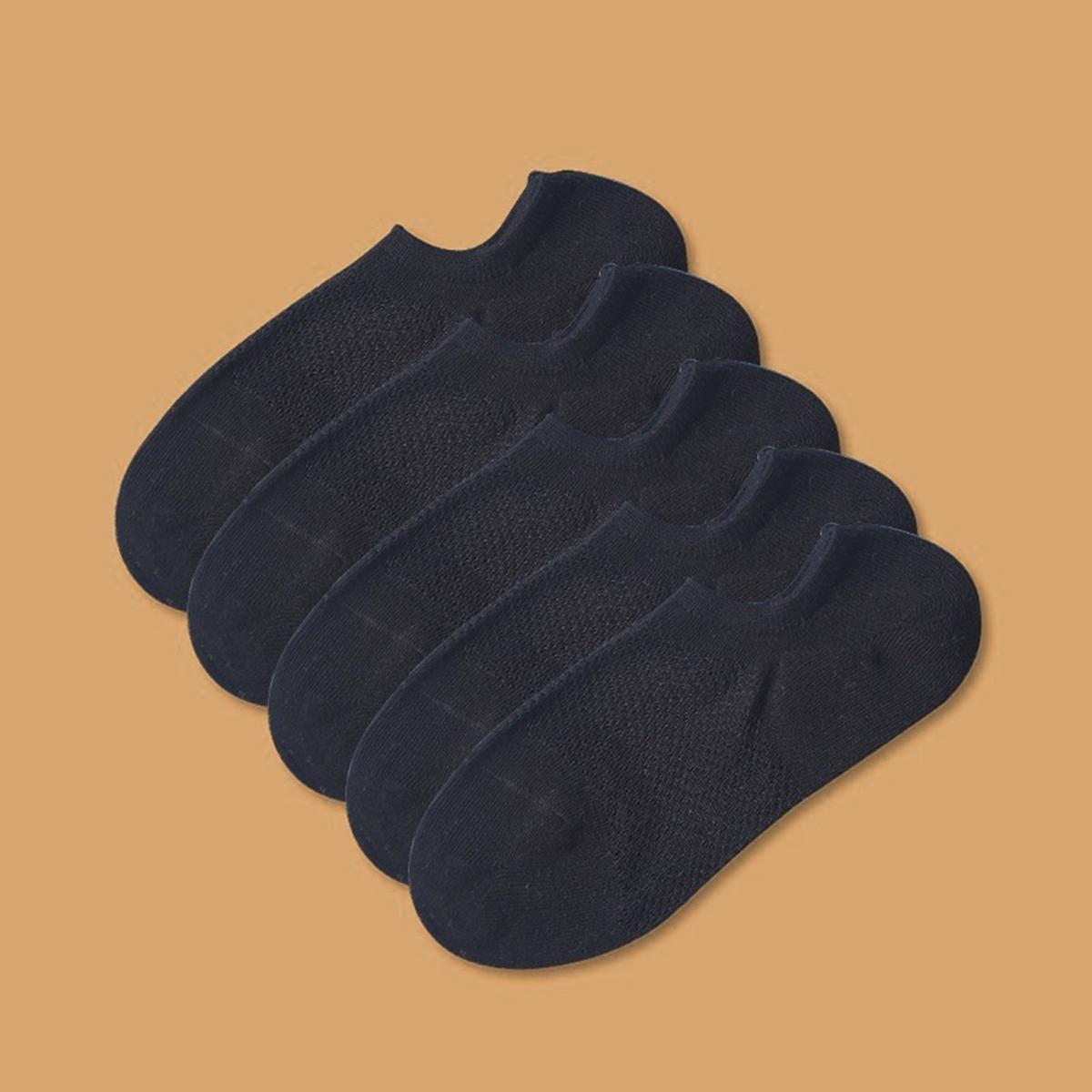 

5 пар мужских тонких летних невидимых носков, дышащие сетчатые короткие носки, черные, белые, повседневные, деловые, носки-лодочки, высокое качество One Size