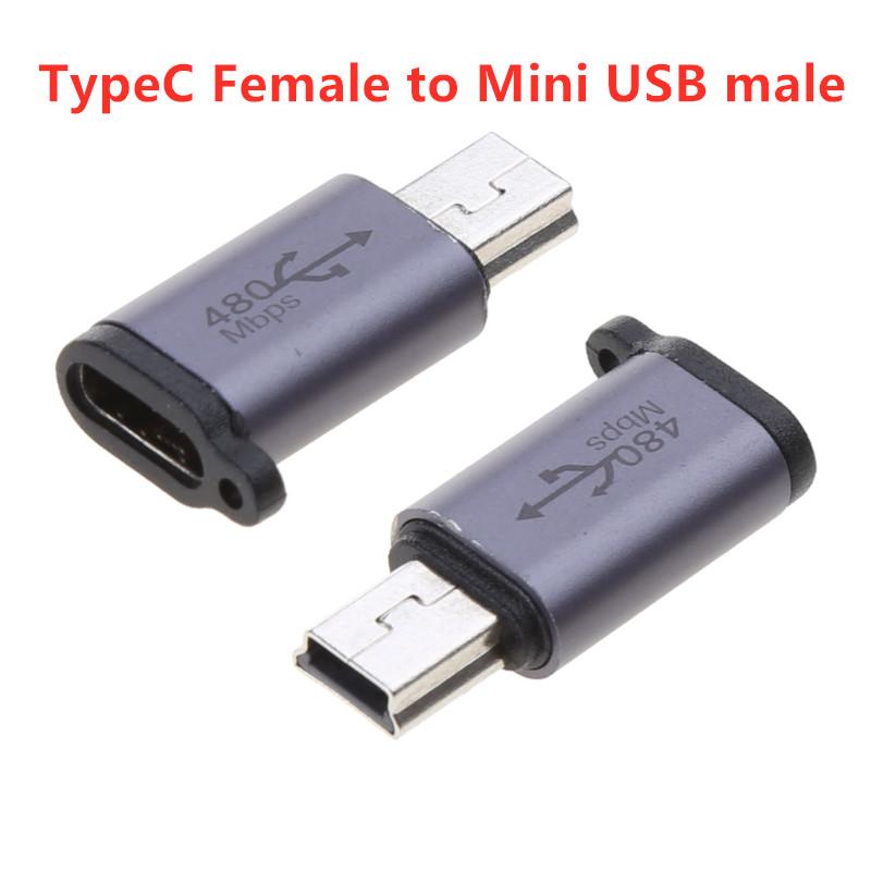 USB Type C na Mini USB MicroUSB Adaptér Micro USB na TypeC Mini USB Převodník Konektor Podpora Nabíjení Synchronizace Dat 480Mbps 18W