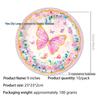 Colorful Butterfly Party Tableware Set: Plates, Napkins & Cutlery for Girl's Birthday.