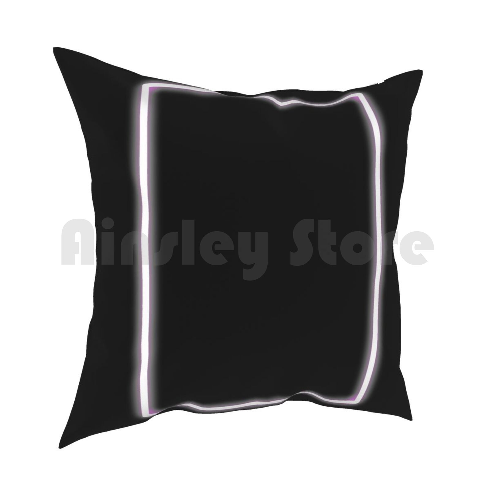 Pink Glowing Neon Rectangle Pillow Case Printed Home Soft DIY Pillow Cover Neon The Rectangle Pink Light Symbol 30x30cm 12x12in