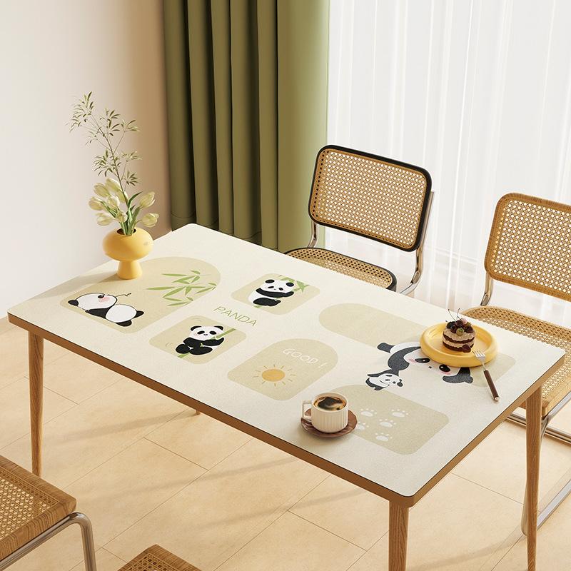 Panda Cartoon Tablecloth Pvc Waterproof, Oil-Proof And Anti-Scalding Leave-In Table Mat Leather Tablecloth Dining Table Mat Coffee Table Mat