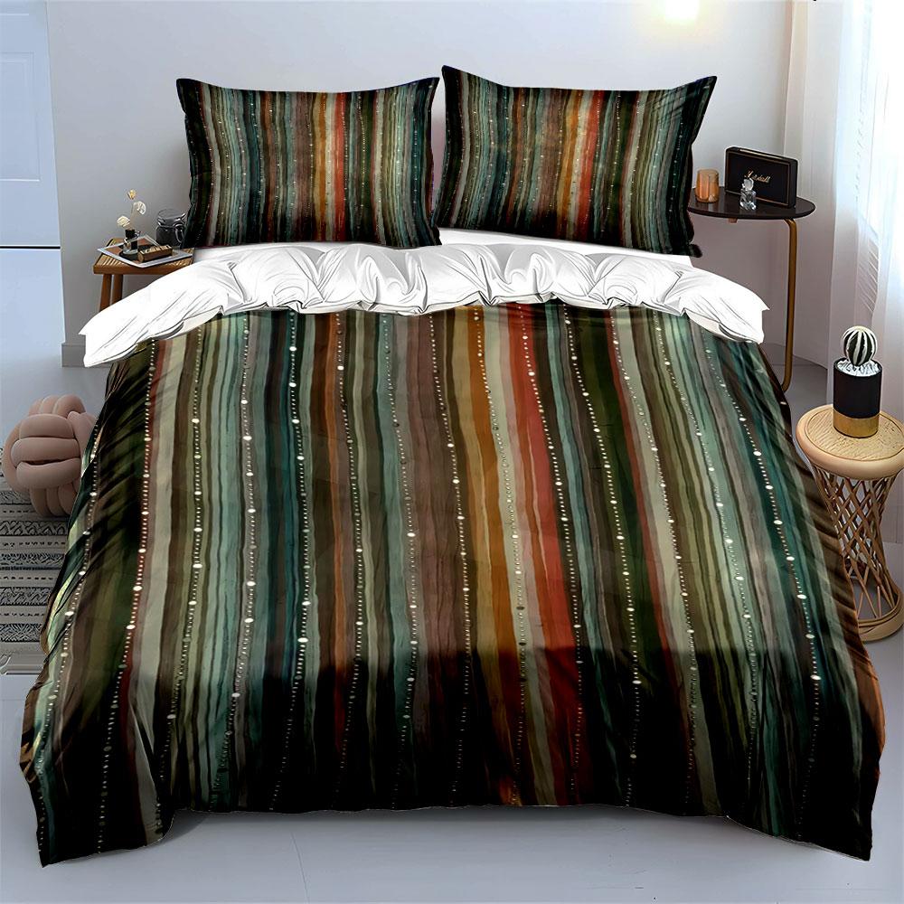 Vertical multicolored striped pattern. Bedding sets Duvet cover sets Duvet covers Pillowcases(1 * Duvet Cover 2 * Pillowcases, without duvet insert)