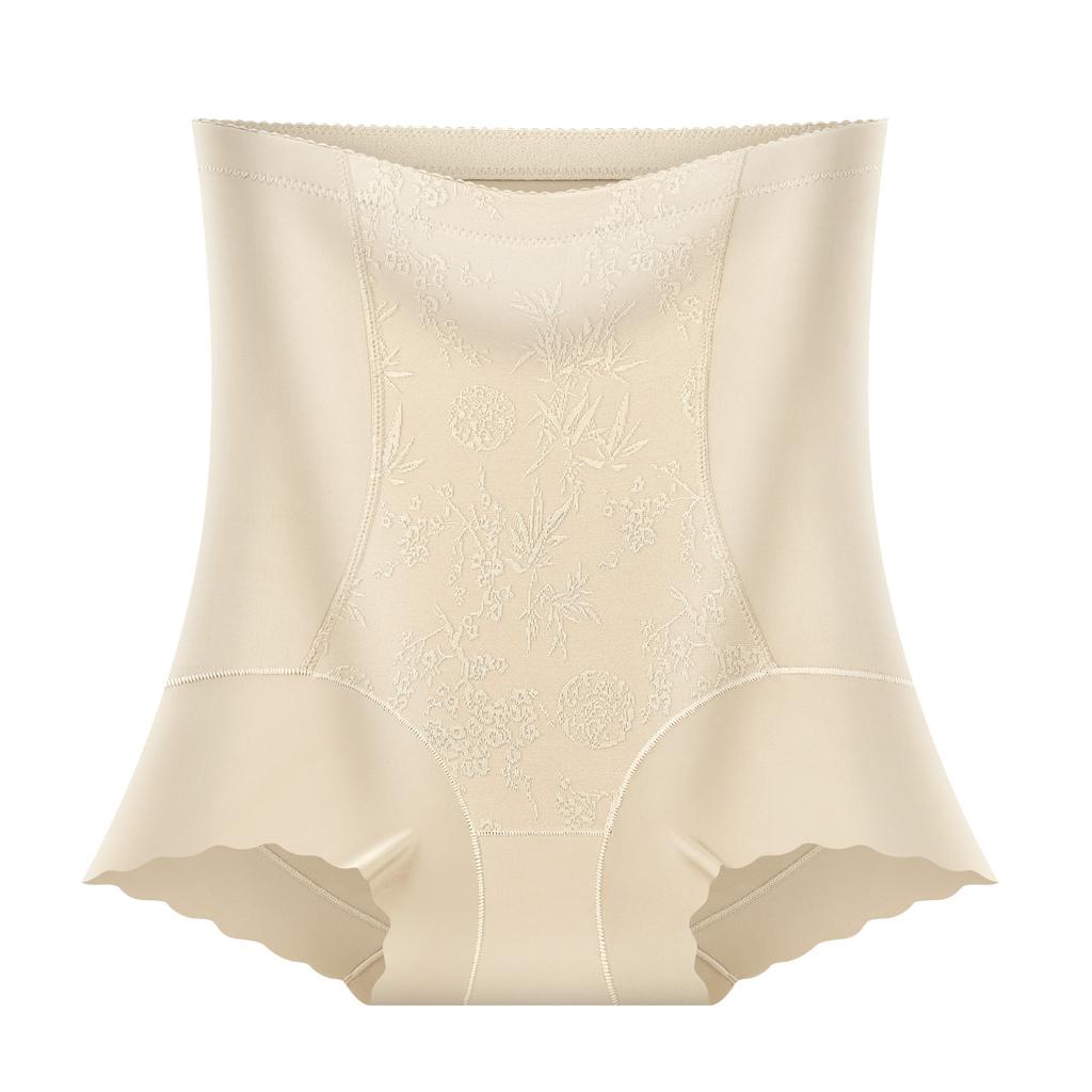 Women's National Style Relief Jacquard Lace Breathable Non Scar Shape Shaped High Waist Belly Lift Hip Flat Angle Underwear