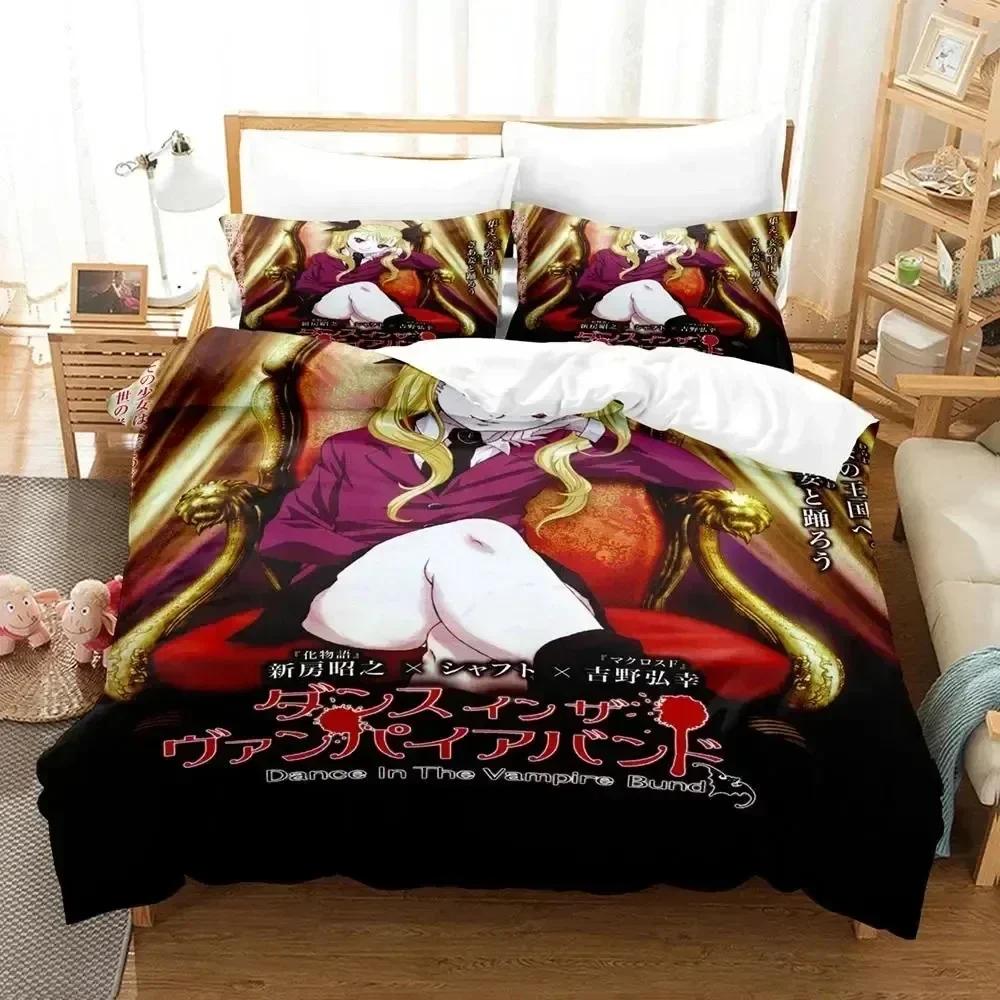 3D Anime Dance In The Vampire Bund Printed Bed Set Duvet Cover Pillowcase Bedding Set Bed Linen Sheet Quilt Full Queen King Size