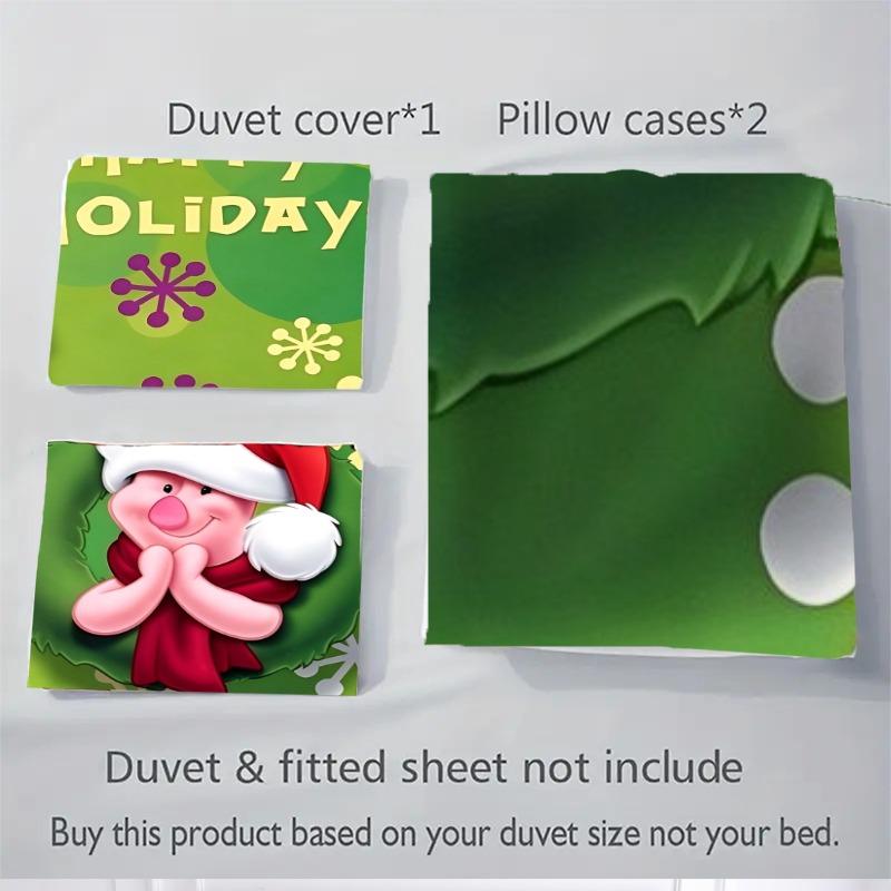 Custom 3Pcs Christmas Winnie Pooh Party Bedding Sets For All Sizes New 3D Printed Bed Cover Comforter Duvet Cover Pillowcase Bedroom Decoration