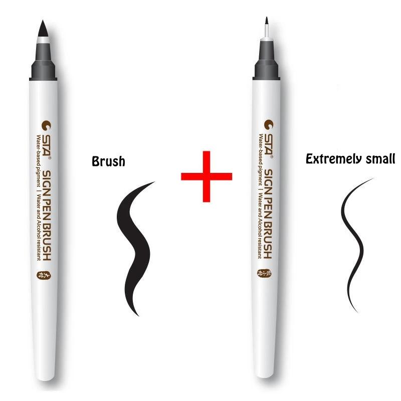 4 Größen STA Wasserdichter Kalligraphie-Stift Weiche Pinselstifte für Lettering Schreiben Zeichnen Skizzieren Künstlerbedarf Japanischer Schreibwarenhändler