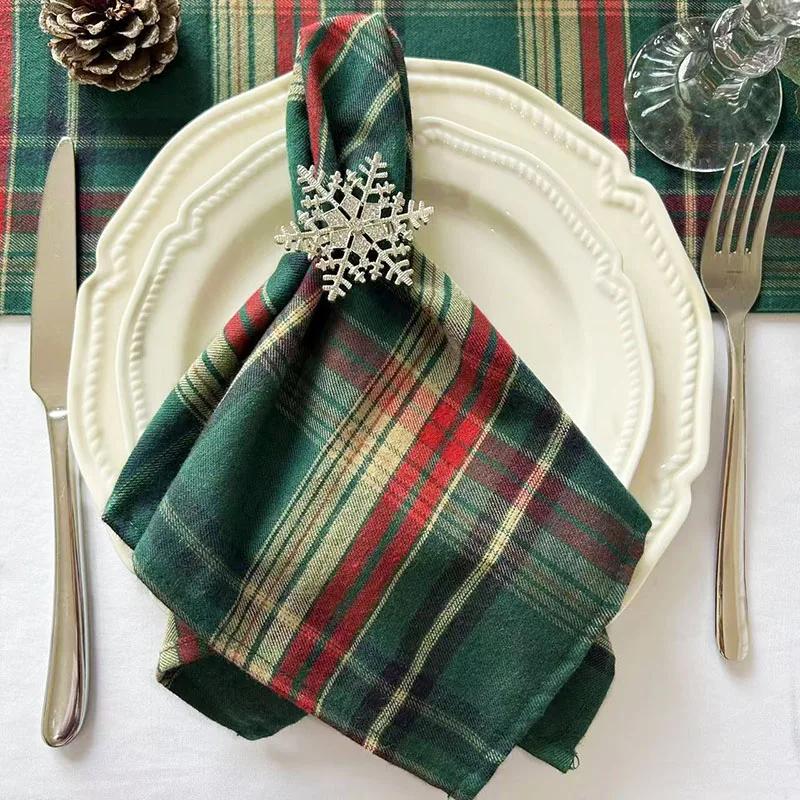 4pcs Christmas Style 30x45cm Tablecloth Napkins, Durable Polyester Thickened Pads, Reusable Kitchen, Dining Napkins Cloth