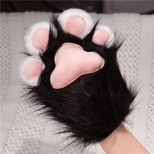 Kawaii Furry Cat Claw Gloves Fox Paws Bird Wings Faux Fur Costume Accessories Mittens For Halloween Creative Cosplay
