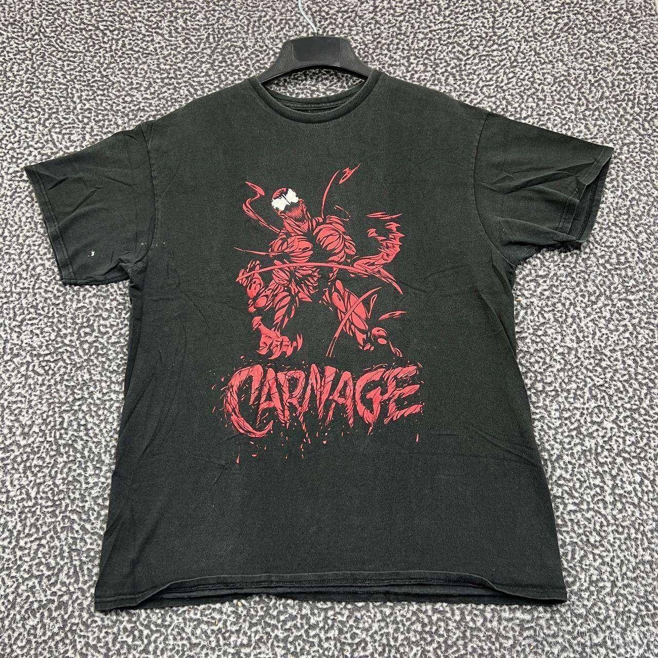 Carnage Marvel Футболка Мужская L Черная Короткий рукав Круглый вырез Хлопок L S разноцветный