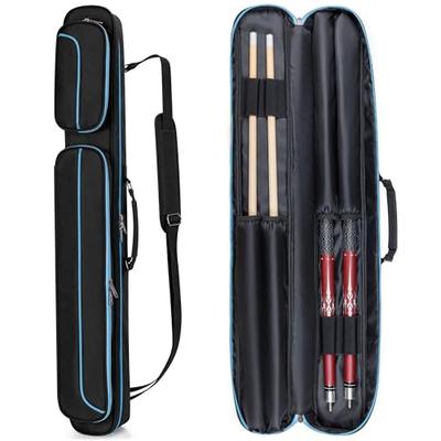 GOBUROS Cue Case - Holds 2 Butts and 2 Shafts - Billiard Cue Case, Pool Cue Bag, 1/2 Billiard Cue Bag (Zipper Blue)