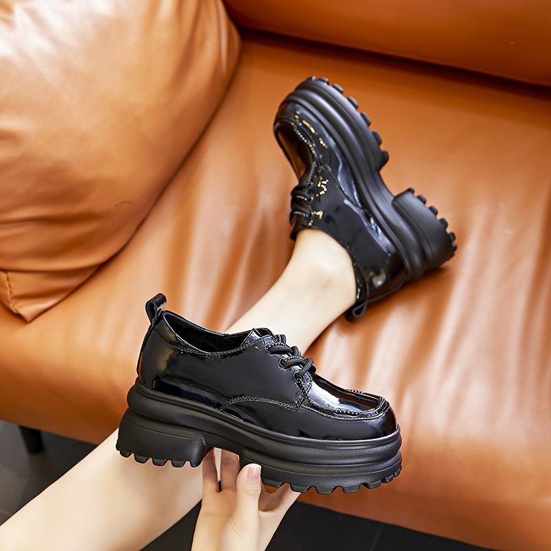 British style leather platform loafers summer new versatile heightening retro jk college style small leather shoes single shoes women