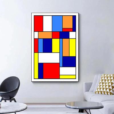 Mondrian Inspired Canvas Art Paintings Colorful Posters and Prints Abstract Wall Art Pictures for Living Room Home Decoration No Frame