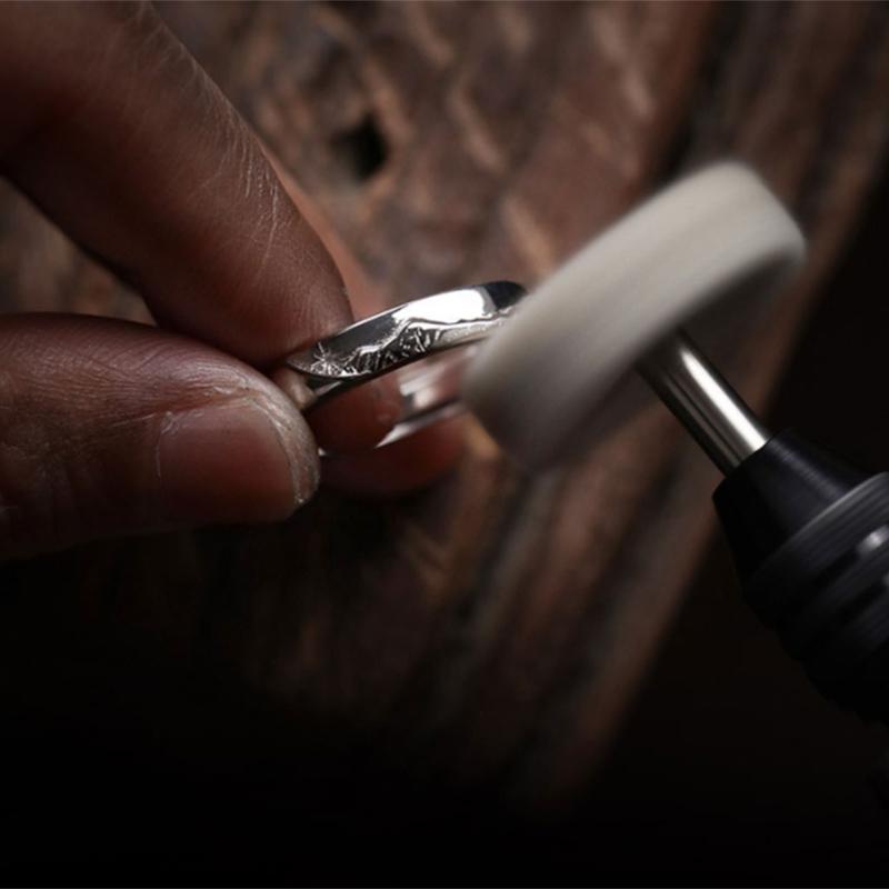 Matching Rings Mountain Sea Promise Band Rings Open Ring Adjustable Lovers Ring Set for Him Her Girlfriend Boyfriend