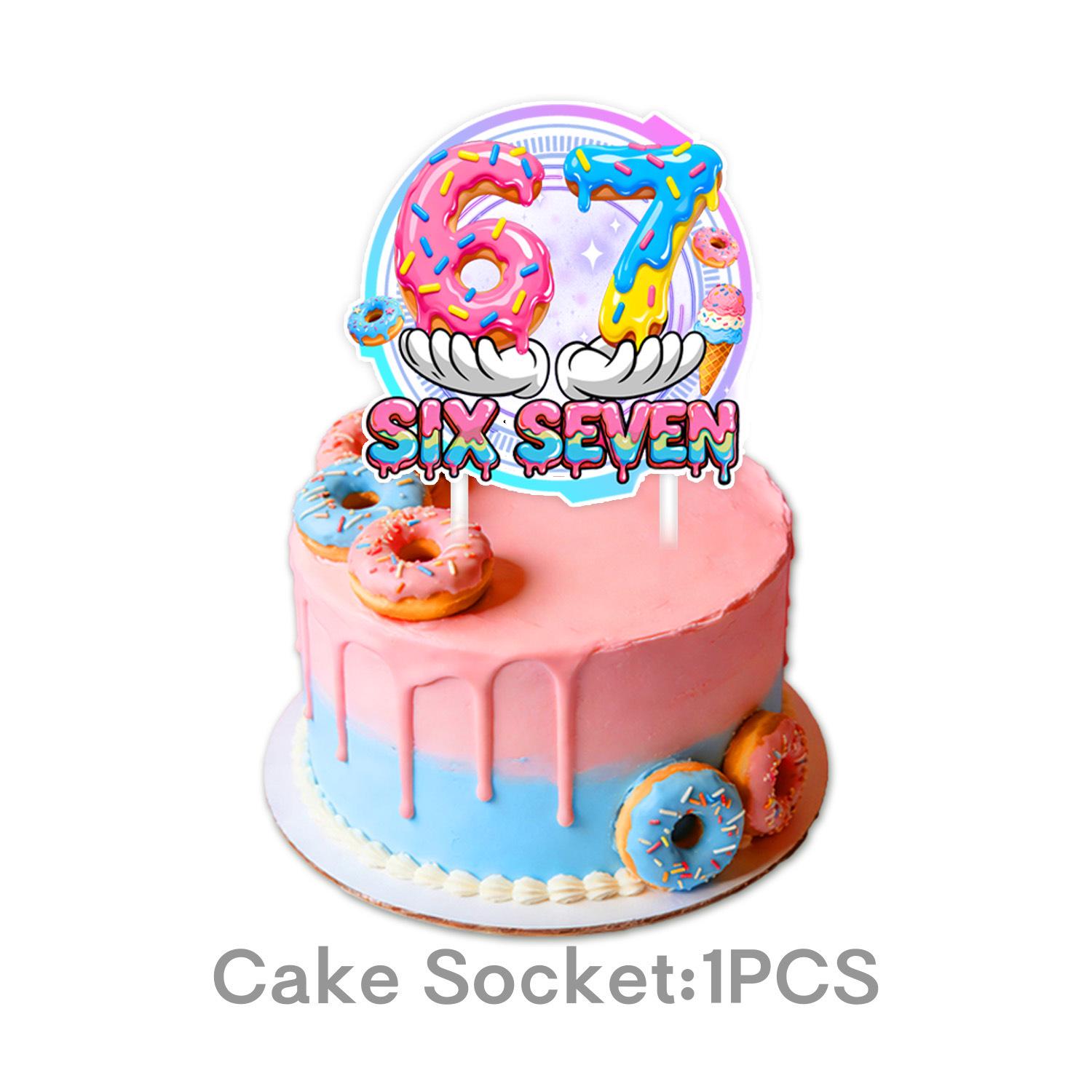 Donut 67 Party Banner & Balloon Set for Six/Seven Birthday