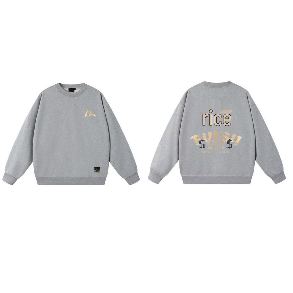 Fukujin EVISU2025 Unisex Round Neck Hoodie - Trendy Cotton Streetwear Pullover with Print