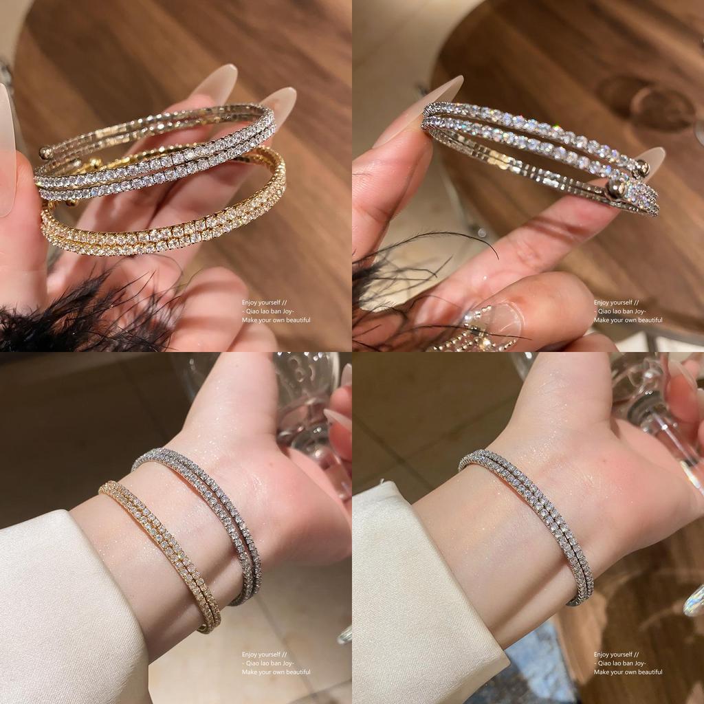 Geometric Zircon Circular Adjustable Bracelet With Cubic Zirconia For Fashionistas