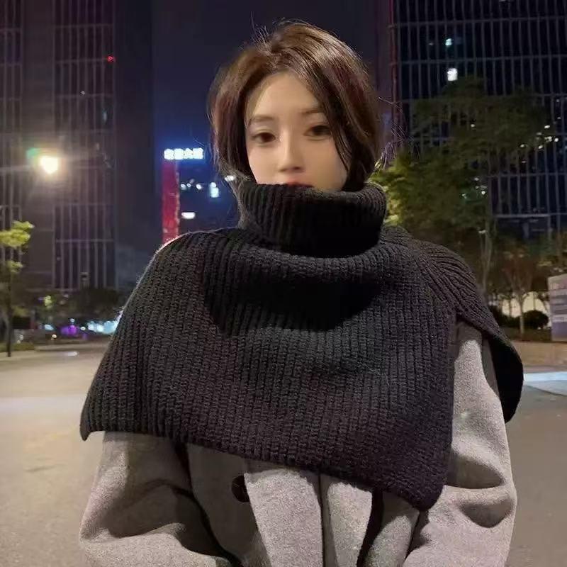 Pullover Scarf Knitted Shawl Winter Scarf False Collar Coat Bib Warm Scarf Turtleneck Slit Jumper Shawl Clothes Accessories