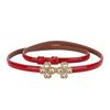 Mei Rhinestone-embellished adjustable women's genuine leather belt - slim cowhide waist belt