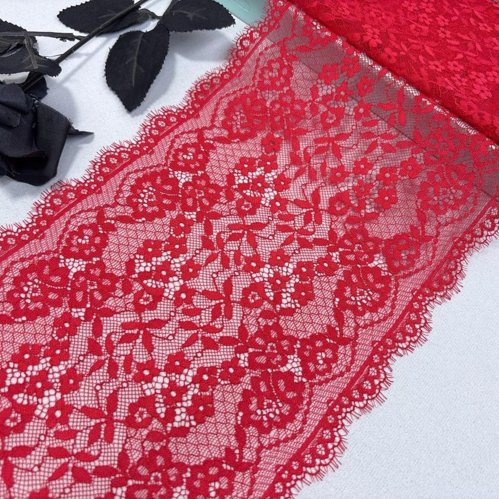 19.5cm wide Elastic Chantilly Lace, Stretchy Eyelash Spandex Sewing Lace Fabric for Lingerie, Bra, Underwear, Garment, Crafting