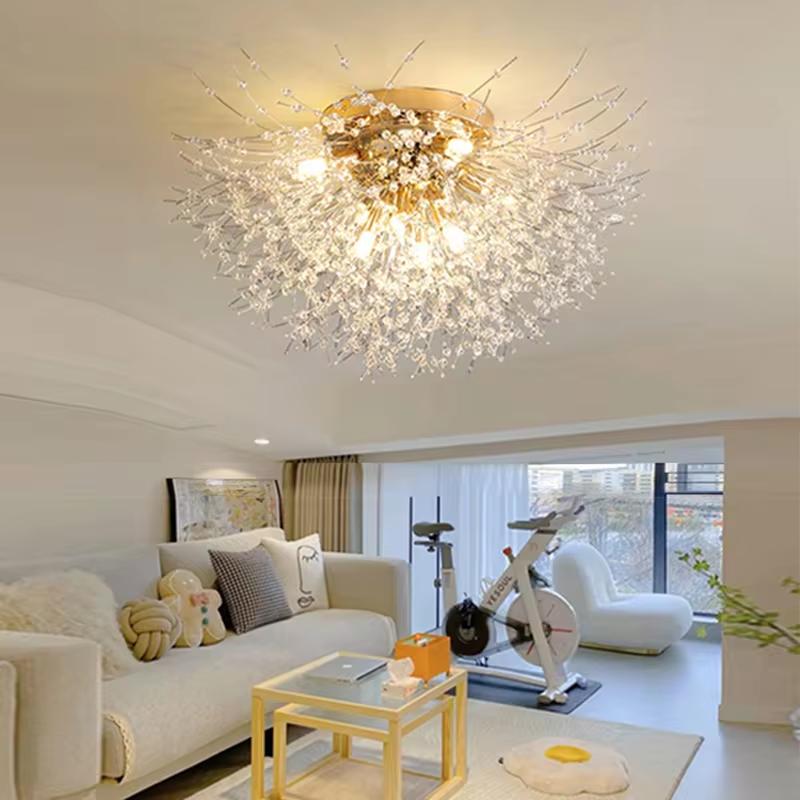 Nordic modern dandelion crystal chandelier ceiling light room home decoration light restaurant light bedroom 220V ceiling light
