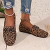 2025 Ladies Shoes Loafers Women's Flats Outdoor Casual Flats Women Metal Decoration Round Toe Leopard Plus Size Shoes Women