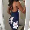 Fashion Summer Floral Dress Women Sexy Print Dress Backless Bodycon Slip Dress
