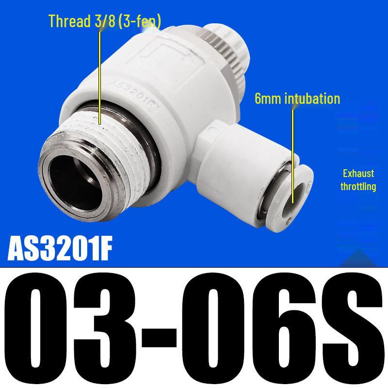 SMC AS1201F Pneumatic Speed Control Valve - Adjustable Throttle Push-Lock Fitting for Cylinder Control