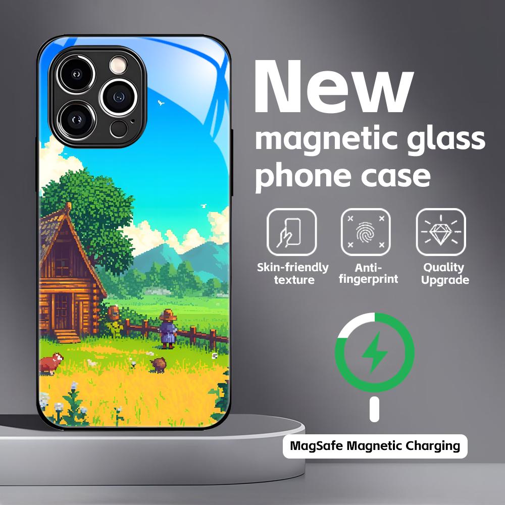 

Classic game Stardew Valley Phone Case For iPhone17 16 15 14 13 12 11 X XR XS 8 Plus Mini Pro Max Glass Magnetic Case iPhone 13 mini