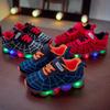 Light-up Children's Shoes, Boys' Spiderweb-patterned Sneakers, Casual Shoes for Toddlers and Young Children LED Light-up Cartoon Sneakers