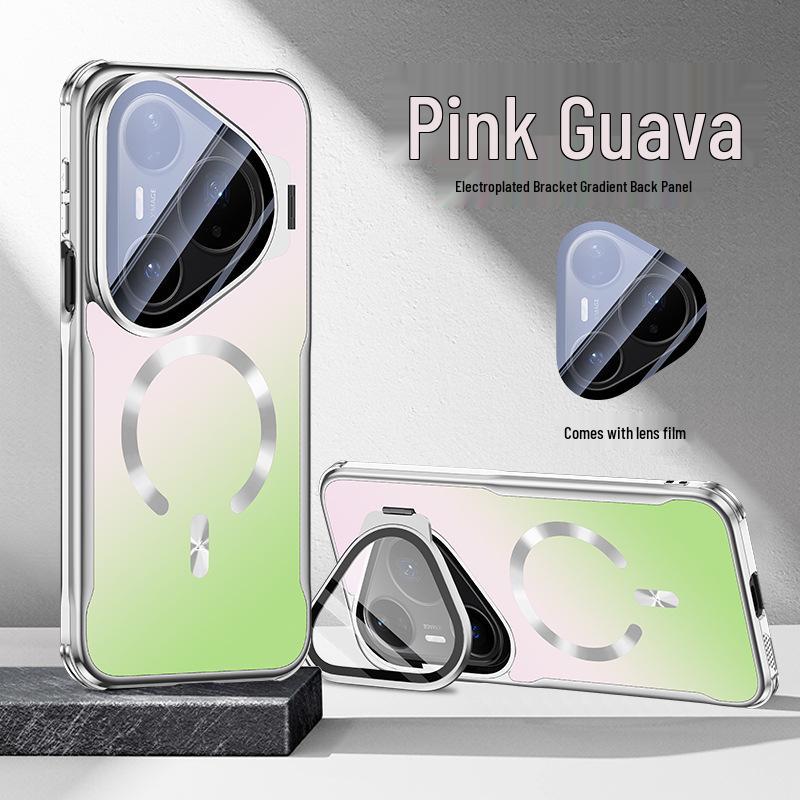 Applicable for Huawei Pura90Pro: Mate80 Gradient Electroplated Magnetic Lens Holder Full Coverage Protective Phone Case