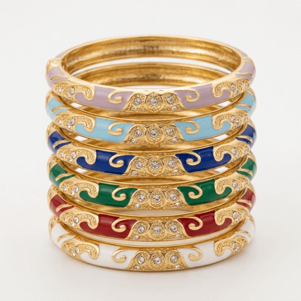 Traditional Flower Bangle Colorful Women's Hand Bracelet Vintage Cloisonne Bangle  Jewelry Gifts