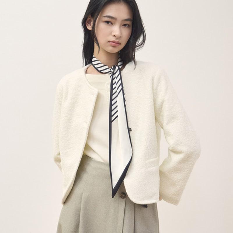 

ISABEY diagonal striped scarf (VKAFC2004) IVP (ivory print)