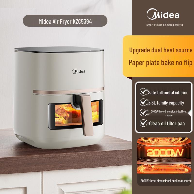 Midea KZC5394 Flame Roast Air Fryer - Dual Heat, No Flip, Large Capacity