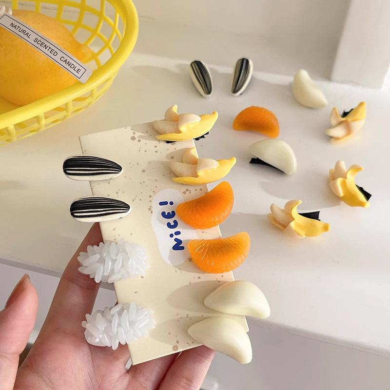 5Pcs Cute Rice Shaped Hairpin for Girl Kawaii Simulation Food Hair Clip Creative Side Bangs Clip Japanese Headwear Hair Accessory