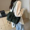 Women's Preppy Style Bow Nylon Shoulder Bag Versatile Solid Color Zipper Sweet Tote Bag for Commuting & Casual Outings CLE