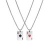 Trendy Unisex Titanium Steel Necklace with Ace of Hearts and Spades Heart Pendant – Long Sweater Chain.