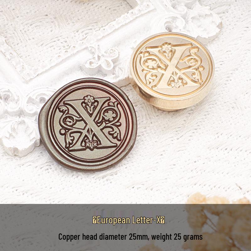 Wax Seal Stamp Head with 26 A-Z Letter Patterns - Retro Copper Design for Envelopes