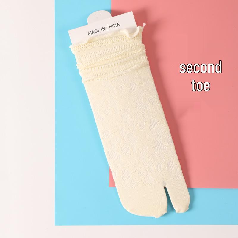 Women's Lace Mid-Calf Slouch Toe Socks: Two-Toe & Five-Toe, Summer Thin Breathable Design