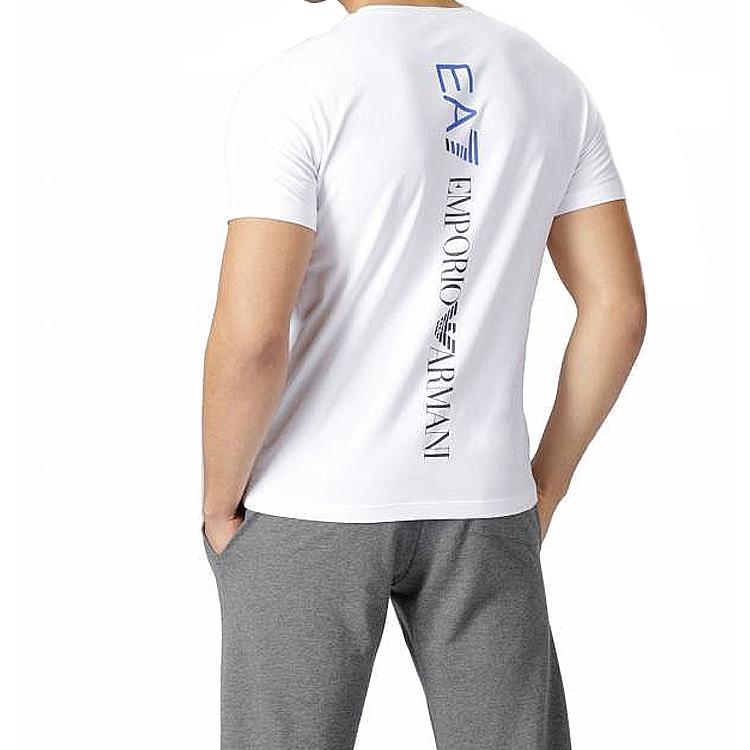 Emporio Armani Logo Print Crew Neck Short Sleeve T-Shirt Men Tops White 3GPT08-PJ03Z-1100