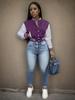 2024 Color Block Single-Breasted Letter Women's Baseball Jacket - Spring/Autumn Collection