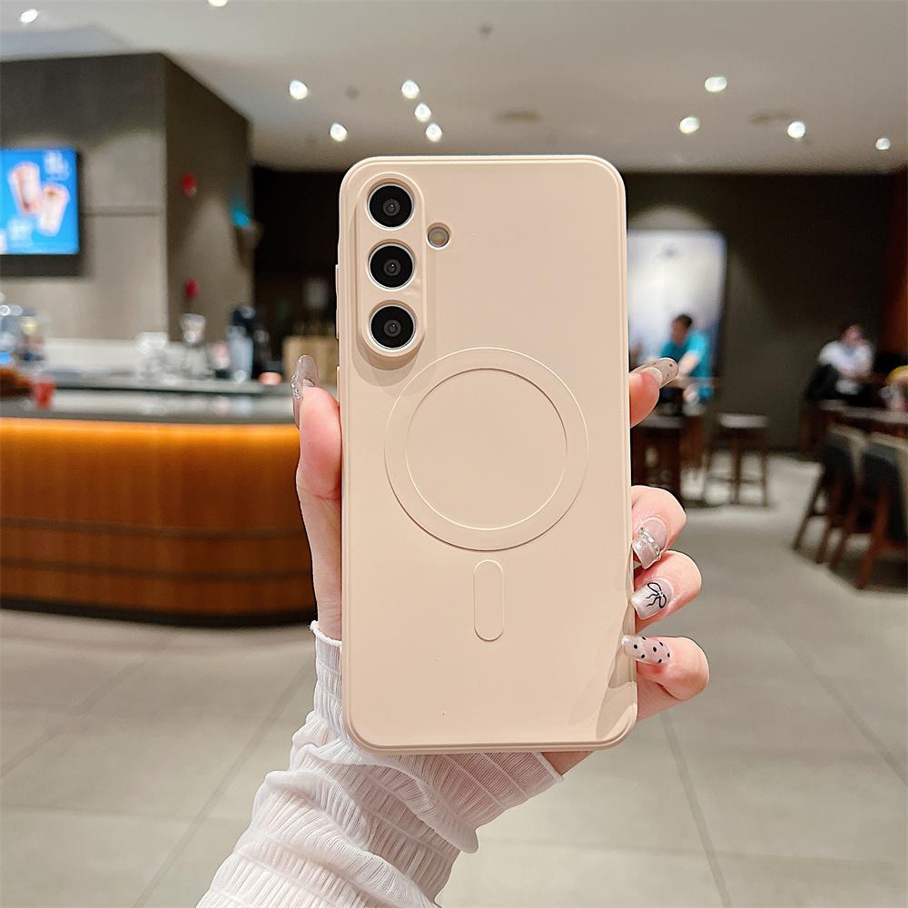 Fashion Colorful Silicone Magnetic Phone Case for Samsung Galaxy A57 A37 A27 A17 A07 A56 A16 A36 A26 A55 A35 A15 Wireless Charge Camera Protect Cover