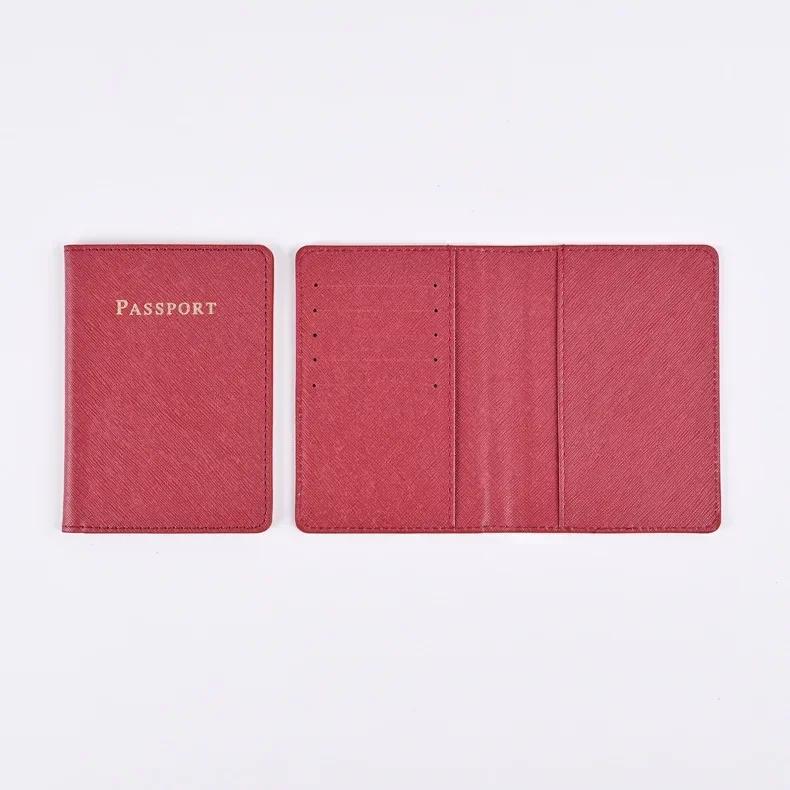 New Solid Color PU Leather Passport Cover with Multi-functional Card Case