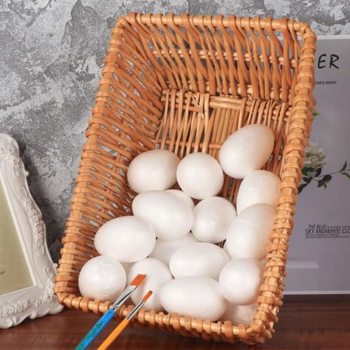 NOLITOY Easter Craft Foam Eggs: 20 White Polystyrene Foam Eggs, Blank Styrofoam Eggs for Easter, Holiday, School, Home, DIY, Painting, Decoration Proj