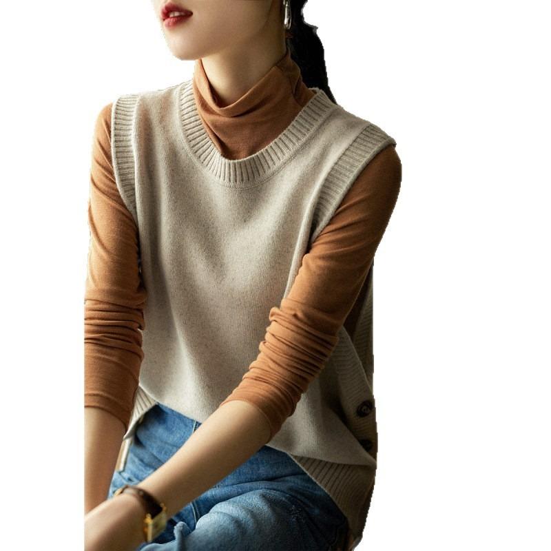 Literary sense stacked knitted sweater vest top women's autumn and winter new retro women's vest