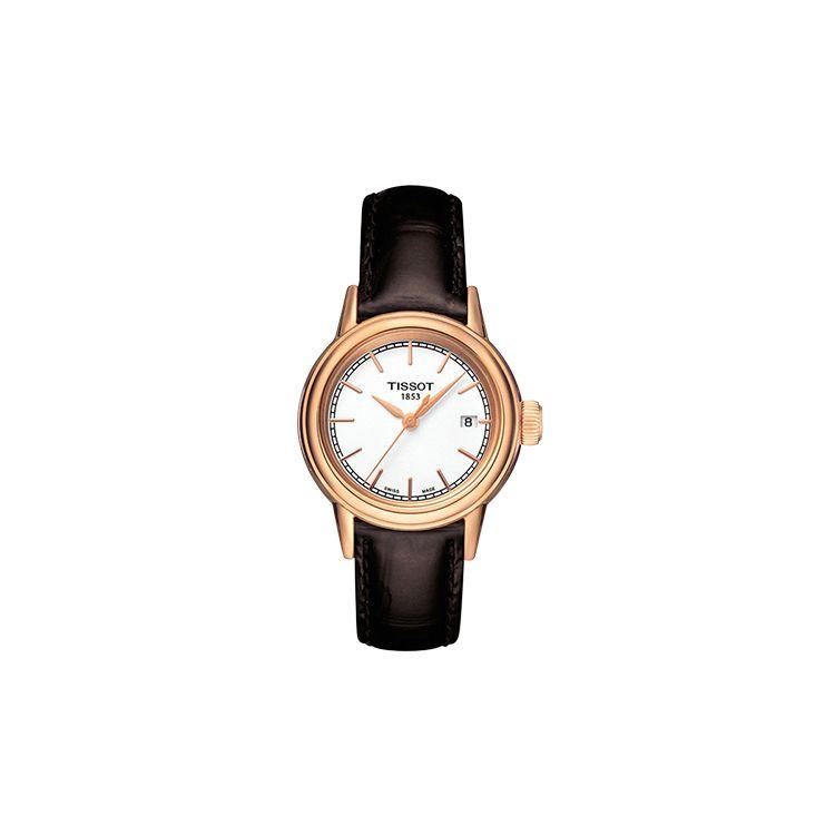 TISSOT Montre  S&eacute;rie Carson Mouvement Quartz &Eacute;tanche 30M Cadran Blanc 28.5mm Bo&icirc;tier en Acier Inoxydable Bracelet en Cuir Montres pour Femmes T085.210.36.011.00 Regular Watch