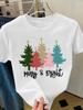 (Asian Size) Letter Lovely Cute Merry Christmas Fashion Short Sleeve T-shirts Women's Top O-neck T Shirt Print Casual New Year Clothing Graphic Tee
