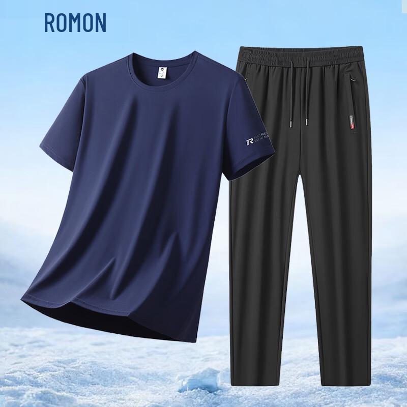 

ROMON Men s Summer Cooling Short-Sleeve & Long Pants Set L